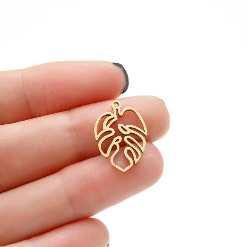 Stainless Steel Pendants 304 Stainless Steel Leaf Vacuum Ion Plating DIY Sold By Bag