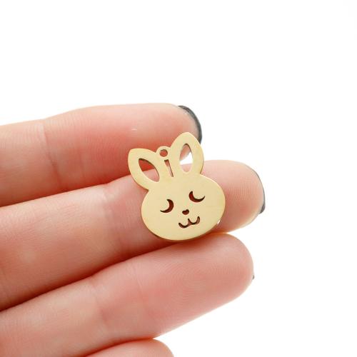 Stainless Steel Animal Pendants 304 Stainless Steel Rabbit Vacuum Ion Plating DIY Sold By Bag