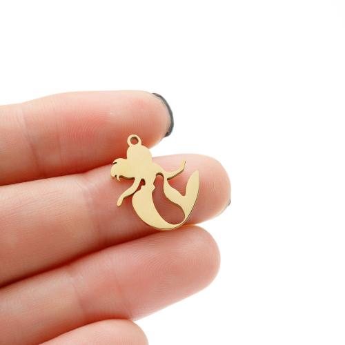 Stainless Steel Pendants 304 Stainless Steel Mermaid Vacuum Ion Plating DIY Sold By Bag