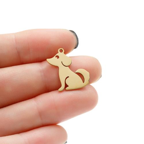 Stainless Steel Animal Pendants 304 Stainless Steel Dog Vacuum Ion Plating DIY Sold By Bag