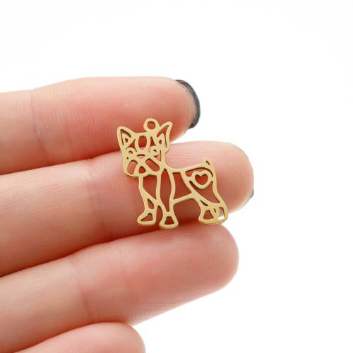 Stainless Steel Animal Pendants 304 Stainless Steel Dog Vacuum Ion Plating DIY Sold By Bag