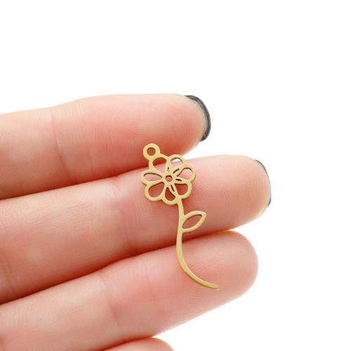 Stainless Steel Flower Pendant 304 Stainless Steel Vacuum Ion Plating DIY Sold By Bag