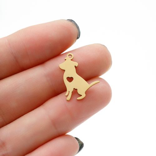 Stainless Steel Animal Pendants 304 Stainless Steel Dog Vacuum Ion Plating DIY Sold By Bag