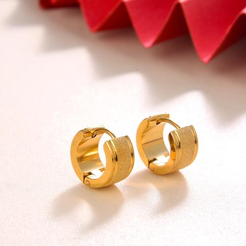 Stainless Steel Huggie Hoop Earring 304 Stainless Steel gold color plated for woman Sold By PC