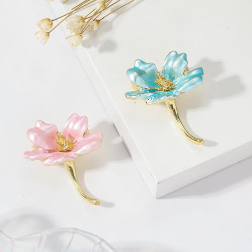 Zinc Alloy Brooches Flower plated fashion jewelry & enamel nickel lead & cadmium free Sold By PC