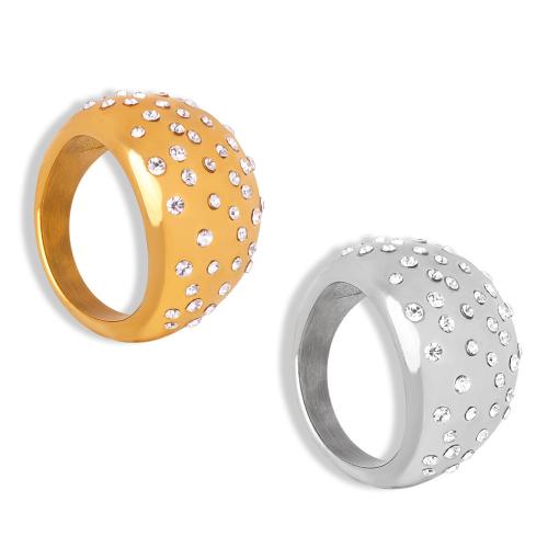 Titanium Steel Finger Ring plated fashion jewelry & for woman & with rhinestone Sold By PC