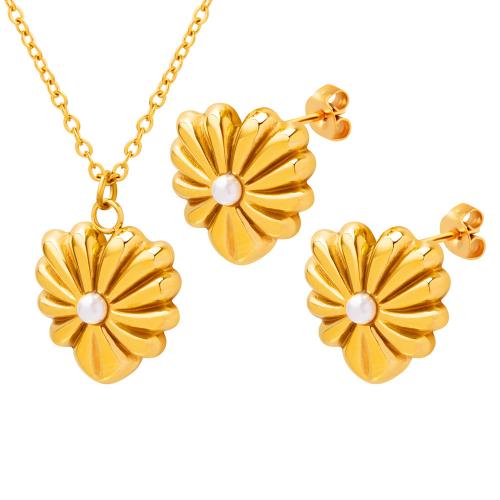 Sets de Joyas, Partículas de acero, con Perlas plásticas, Corazón, chapado, Joyería & diferentes estilos para la opción & para mujer, más colores para la opción, Vendido por UD