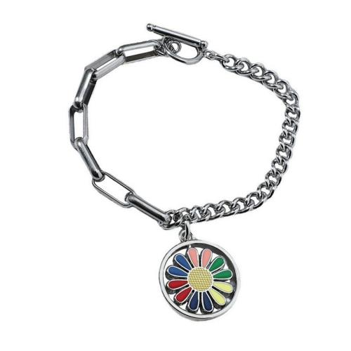 Pulseira de aço titânio, Partículas de aço, with liga de zinco, joias de moda & unissex & esmalte, cor original, comprimento Aprox 22 cm, vendido por PC