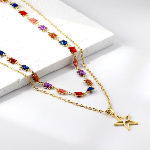 Stainless Steel Jewelry Necklace 304 Stainless Steel plated fashion jewelry & for woman & enamel Sold By Set