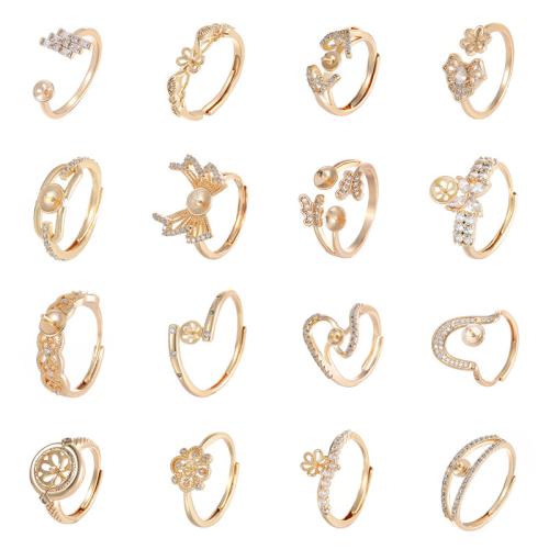 Base anello in ottone a lunetta, placcato, DIY & stili diversi per la scelta & Micro spianare cubic zirconia, nessuno, Misura:7, Venduto da PC