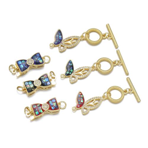 Chiusura Toggle in ottone, with conchiglia Abalone, placcato, DIY & stili diversi per la scelta & Micro spianare cubic zirconia & smalto, nessuno, Venduto da PC