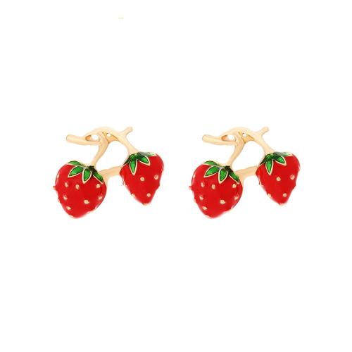 Zinc Alloy Stud Earring plated for woman & enamel golden Sold By Pair