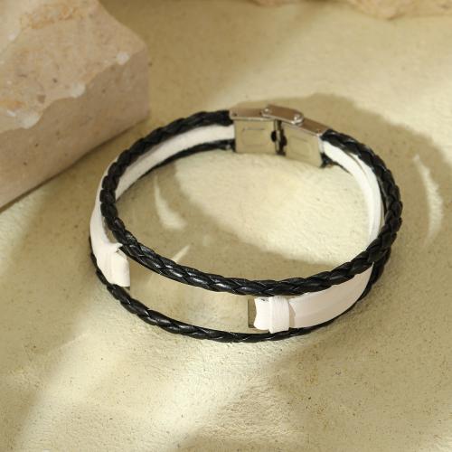 Edelstahl Schmuck Armband, 304 Edelstahl, mit Lederband, plattiert, für den Menschen, keine, verkauft von PC