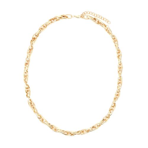 Colar de jóias de liga de zinco, with 6cm extender chain, banhado, para mulher, dourado, comprimento Aprox 60 cm, vendido por PC