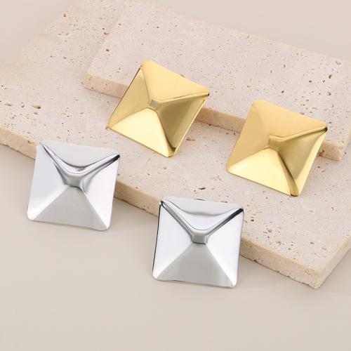 Roestvrij staal Stud Earrings, 304 roestvrij staal, Square, voor vrouw, meer kleuren voor de keuze, Verkocht door pair