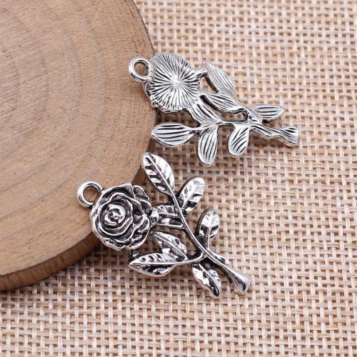 Zinc Alloy Flower Pendants antique silver color plated DIY Sold By PC