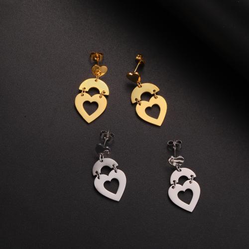 Stainless Steel Drop Earring 304 Stainless Steel Heart fashion jewelry & for woman Sold By Pair