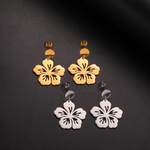 Stainless Steel Drop Earring 304 Stainless Steel petals fashion jewelry & for woman Sold By Pair