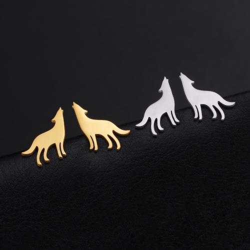 Roestvrij staal Stud Earrings, 304 roestvrij staal, Wolf, mode sieraden & voor vrouw, meer kleuren voor de keuze, 13.60x15mm, Verkocht door pair