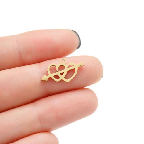 Stainless Steel Heart Pendants 304 Stainless Steel Vacuum Ion Plating DIY Sold By Bag