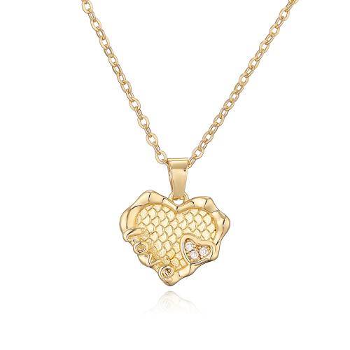 Cubic Zircon Micro Pave Brass Necklace Heart plated micro pave cubic zirconia & for woman Sold By PC