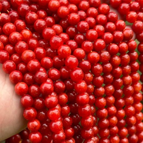 Natural Jade Beads Round DIY red Sold Per Approx 38 cm Strand