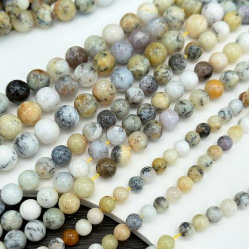 Gemstone Jewelry Beads White Opal Round DIY Sold Per Approx 38 cm Strand