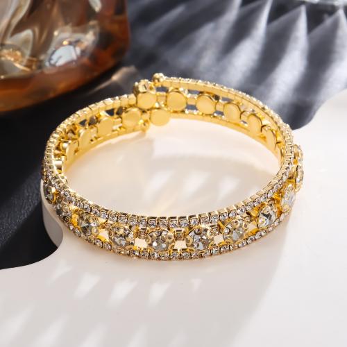 Zinc Alloy Bangle Smykker, mode smykker & for kvinde & med rhinestone, flere farver til valg, Indvendig diameter:Ca. 52mm, Solgt af PC