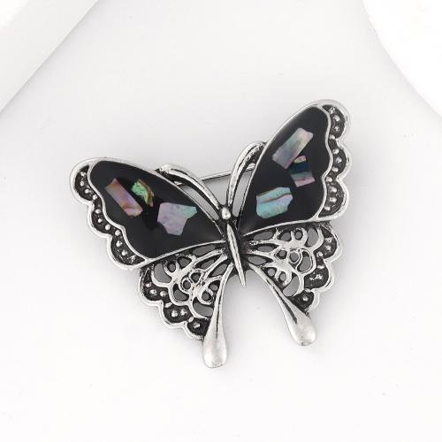 Zinc Alloy Brocher, med Shell, Butterfly, for kvinde, flere farver til valg, 40x38mm, Solgt af PC