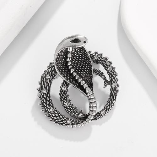 Zinc Alloy Brocher, Snake, for mennesket & med rhinestone, flere farver til valg, 40x42mm, Solgt af PC