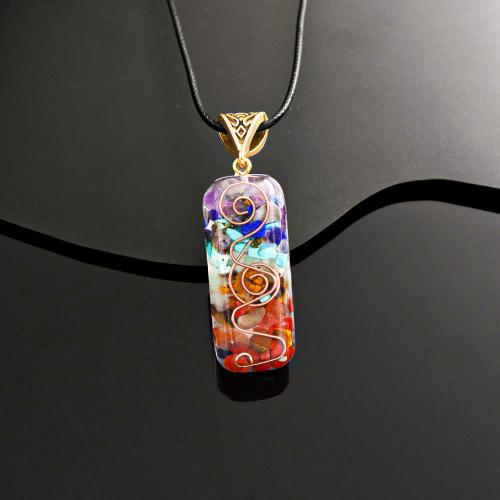 Natural Gemstone Necklace Resin with Natural Stone & Wax Cord fashion jewelry & Unisex & epoxy gel Sold By PC