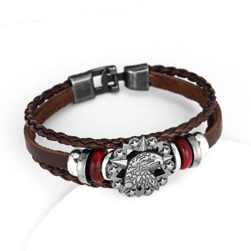 Zinklegering armbandkettingen, Zinc Alloy, met PU, mode sieraden & voor de mens, meer kleuren voor de keuze, Lengte Ca 21 cm, Verkocht door PC