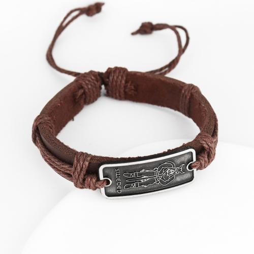 PU cavo bracciali, lega in zinco, with PU, gioielli di moda & per l'uomo, nessuno, Lunghezza Appross. 17 cm, Venduto da PC