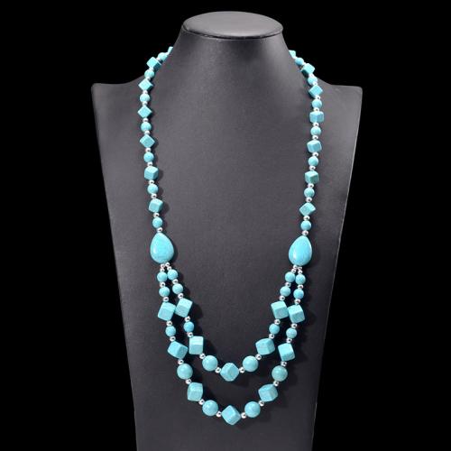 Fashion Turquoise Necklace Double Layer & for woman Sold By PC