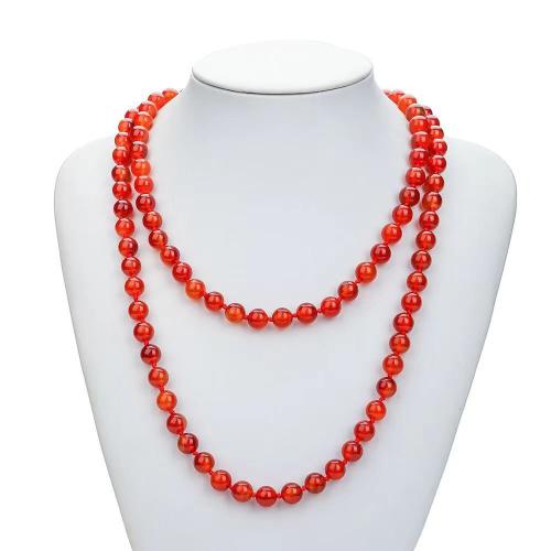 Agate Necklace Red Agate & for woman Length 1.2 m Sold By PC