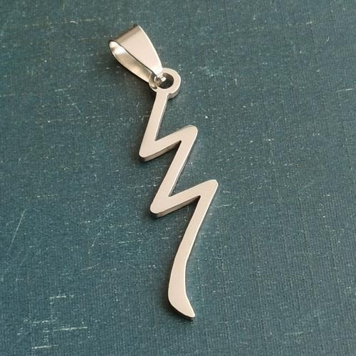 Titanium Medálok, Titanium Steel, Lightning Symbol, csiszolt, DIY, 12x39mm, Által értékesített PC