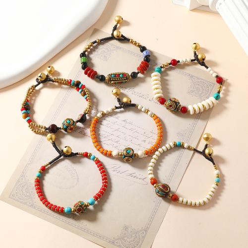 Pulseiras turquesas de moda, Turquesa sintética, with cobre, feito à mão, aleatoriamente enviado & joias de moda & unissex & Vario tipos a sua escolha, comprimento Aprox 18.5 cm, vendido por PC