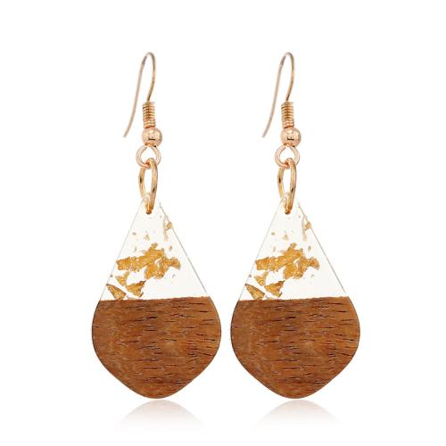 Wood Earring with Resin fashion jewelry & for woman Sold By Pair