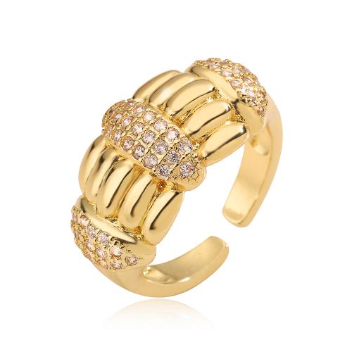 Cúbicos Circonia Micro Pave anillo de latón, metal, chapado, micro arcilla de zirconia cúbica & para mujer, dorado, Vendido por UD