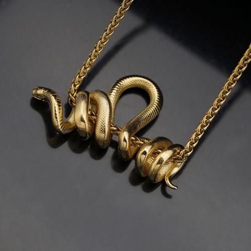 Stainless Steel Animal Pendants 316 Stainless Steel Snake plated DIY golden Sold By PC