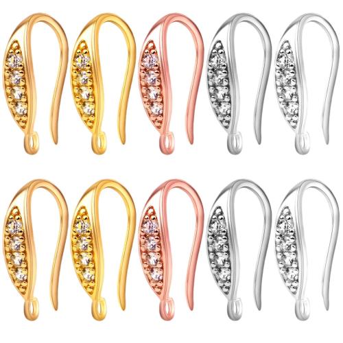 Blås Hook Earwire, Mässing, plated, DIY & micro bana cubic zirconia, fler färger för val, 20PC/Lot, Säljs av Lot