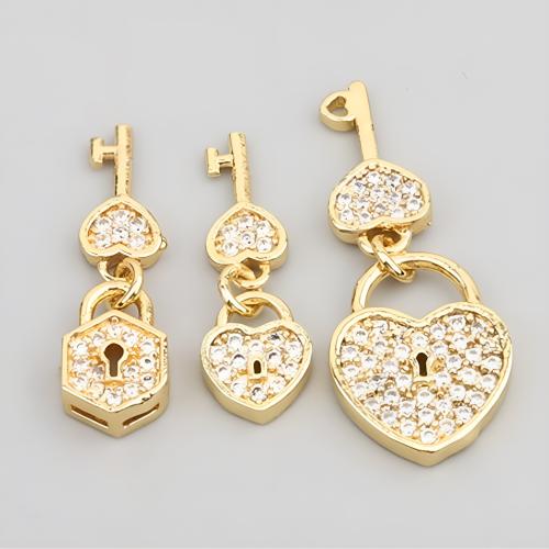 Befestigter Zirkonia Messing Anhänger, plattiert, DIY & verschiedene Größen vorhanden & verschiedene Stile für Wahl & Micro pave Zirkonia, goldfarben, 20PCs/Menge, verkauft von Menge