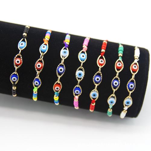 Zinc Alloy Bracelet with Seedbead & Polyester Cord 12 pieces & for woman Length Approx 16 cm Sold By Set