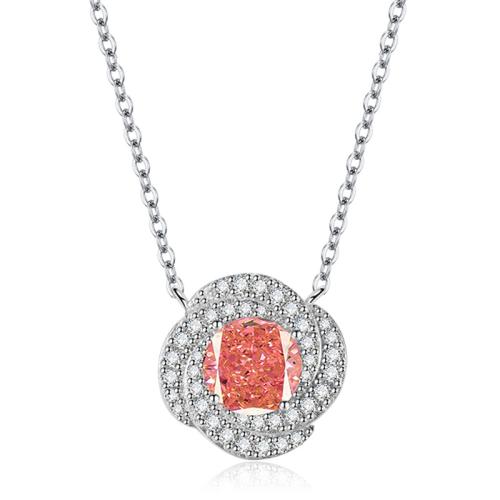 Collier en laiton cubique Zircon Micro Pave, Placage, pavé de micro zircon & pour femme, argent, Vendu par PC