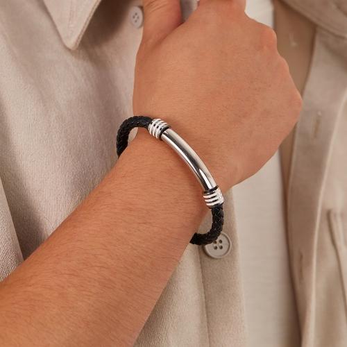 Bijoux bracelet en acier inoxydable, Acier inoxydable 304, avec Aimant & cuir PU, pour homme, plus de couleurs à choisir, Longueur 20 cm, Vendu par PC