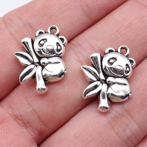 Zinc Alloy Animal Pendants Panda antique silver color plated DIY Sold By PC