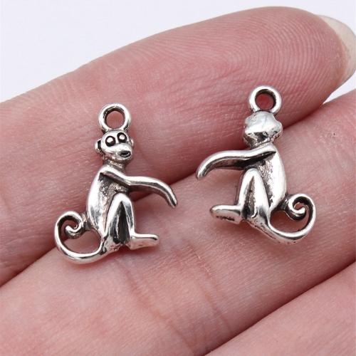 Zinc Alloy Animal Pendants Monkey antique silver color plated DIY Sold By PC