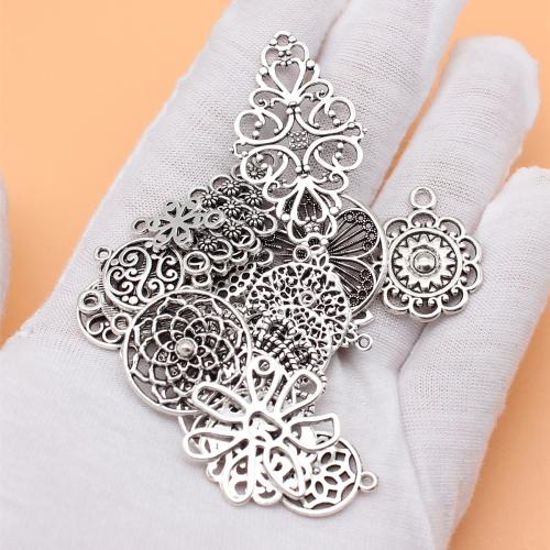 Sinc Alloy Pendants, dath airgid antique plátáilte, DIY & 1/1 lúb, 24PC/Mála, Díolta De réir Mála