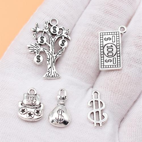 Zinc Alloy Pendants Money antique silver color plated DIY Sold By Bag