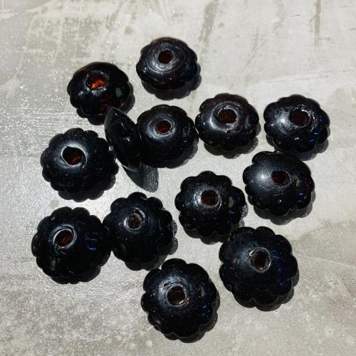 Lampwork Large Hole Bead Flower DIY black Sold By PC